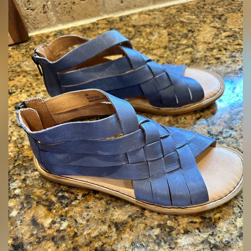 Born Blue Leather Sandals